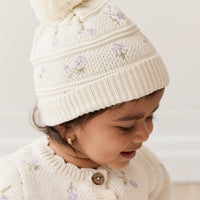 Delilah Knitted Hat - Delilah Knit Lavender Childrens Beanie from Jamie Kay NZ