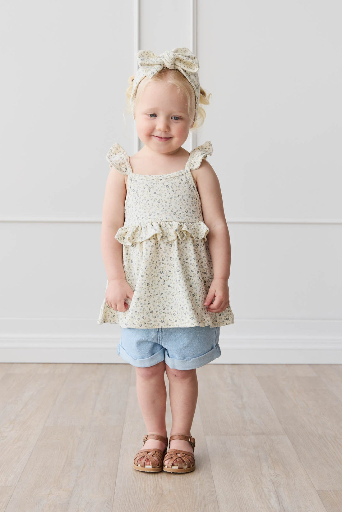 Organic Cotton Kaia Top - Dainty Egret Blues Childrens Top from Jamie Kay NZ