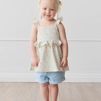 Organic Cotton Kaia Top - Dainty Egret Blues Childrens Top from Jamie Kay NZ