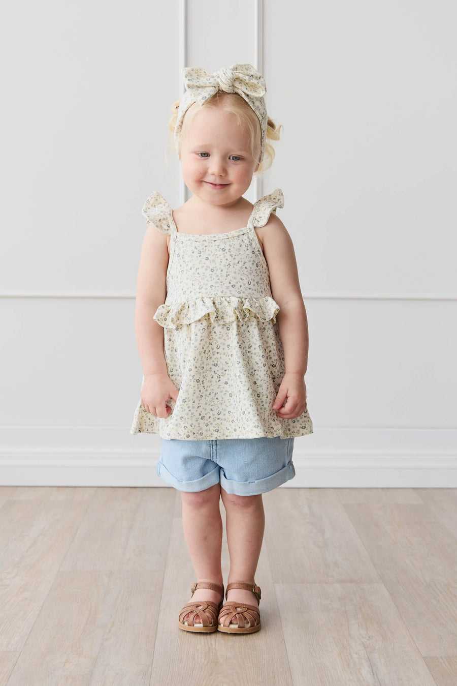 Organic Cotton Kaia Top - Dainty Egret Blues Childrens Top from Jamie Kay NZ