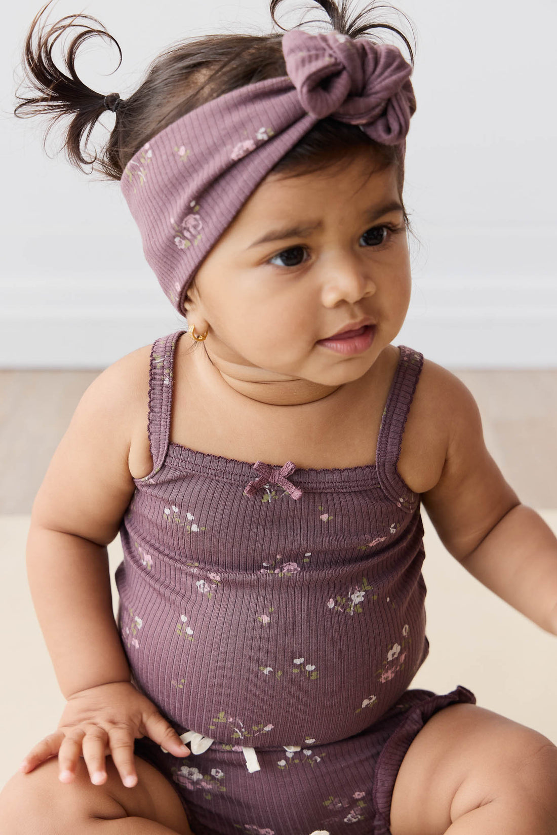 Organic Cotton Modal Bridget Singlet Bodysuit - Petite Fleur Childrens Bodysuit from Jamie Kay NZ