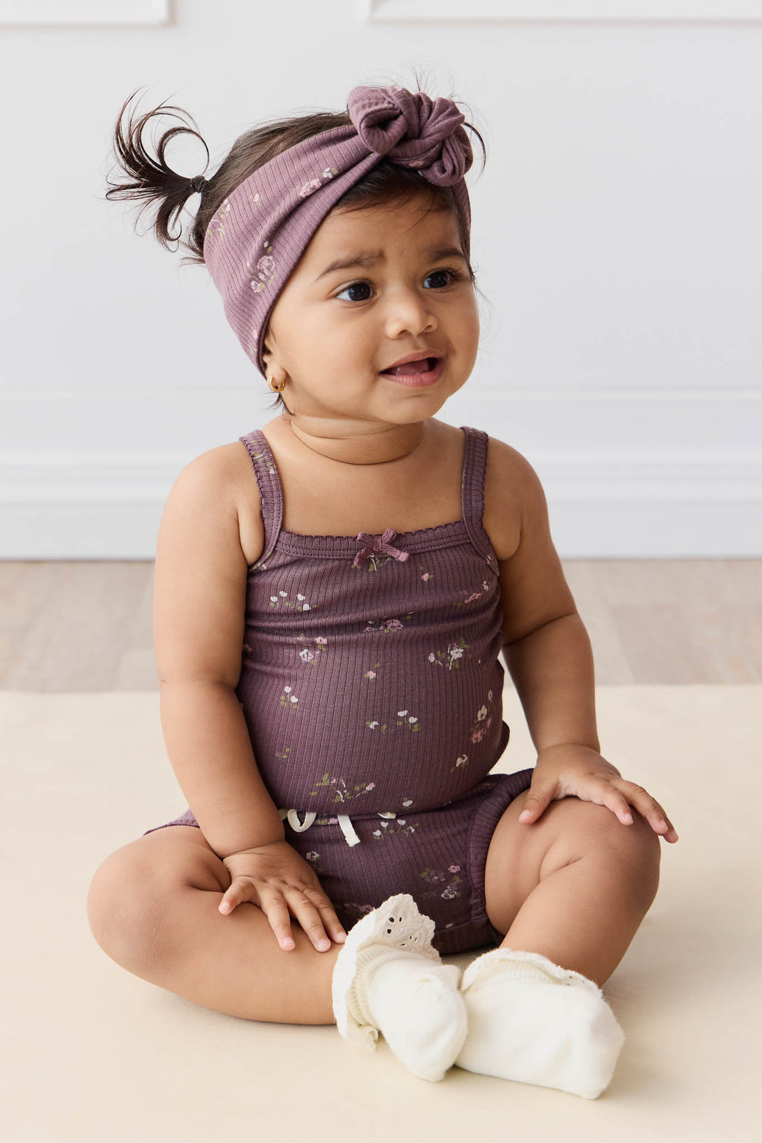 Organic Cotton Modal Bridget Singlet Bodysuit - Petite Fleur Childrens Bodysuit from Jamie Kay NZ