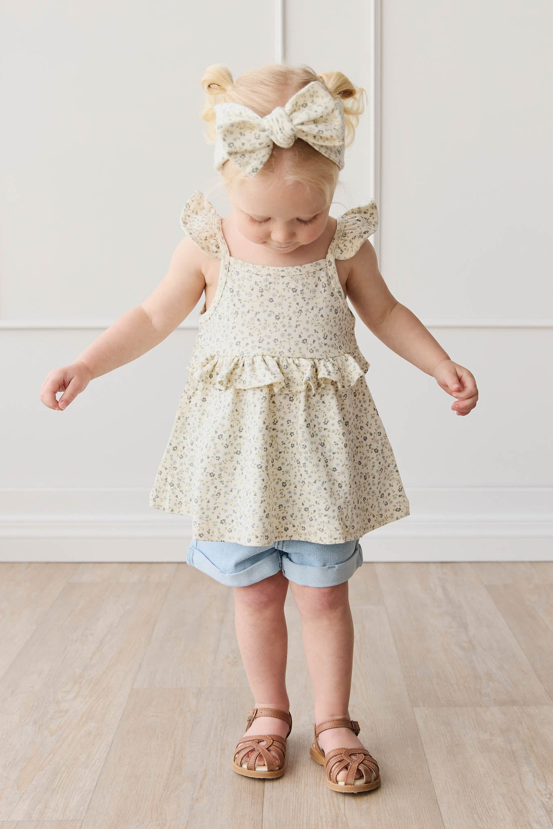 Organic Cotton Kaia Top - Dainty Egret Blues Childrens Top from Jamie Kay NZ