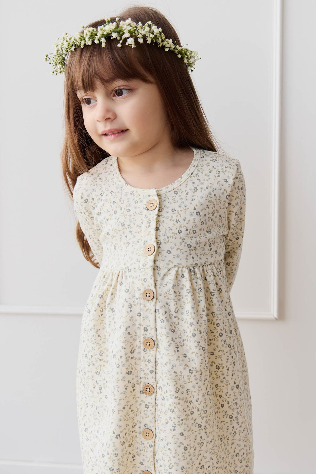 Organic Cotton Poppy Dress - Dainty Egret Blues Childrens Dress from Jamie Kay NZ