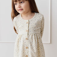 Organic Cotton Poppy Dress - Dainty Egret Blues Childrens Dress from Jamie Kay NZ