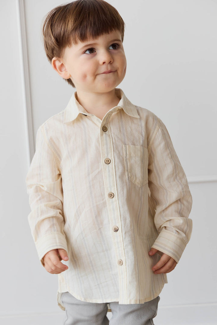 Isaiah Shirt - Coastal Stripe Cloud Childrens Shirt from Jamie Kay NZ