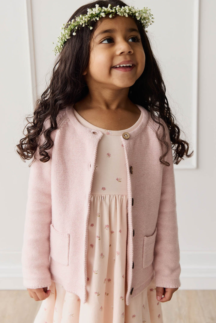 Aude Cardigan - Dainty Pink Marle Childrens Cardigan from Jamie Kay NZ