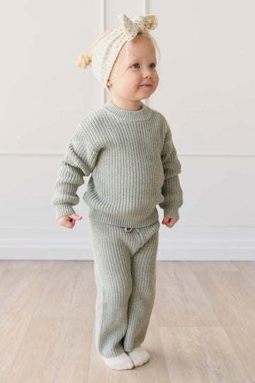 Morgan Knitted Pant - Mist Fleck Childrens Pant from Jamie Kay NZ