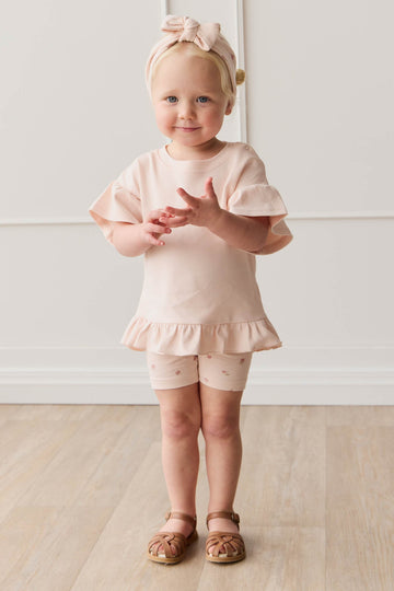 Pima Cotton Courtney Ruffle Top - Dainty Pink Childrens Top from Jamie Kay NZ