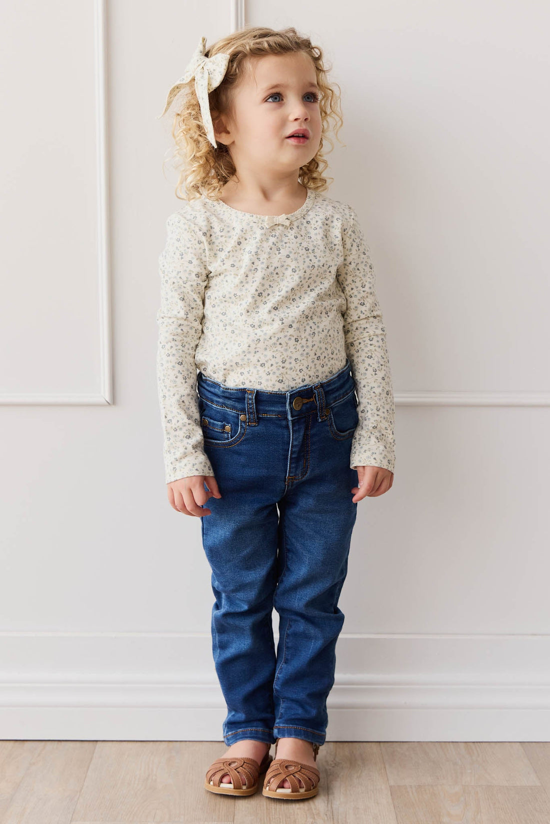 Organic Cotton Long Sleeve Top - Dainty Egret Blues Childrens Top from Jamie Kay NZ