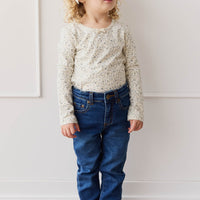 Organic Cotton Long Sleeve Top - Dainty Egret Blues Childrens Top from Jamie Kay NZ