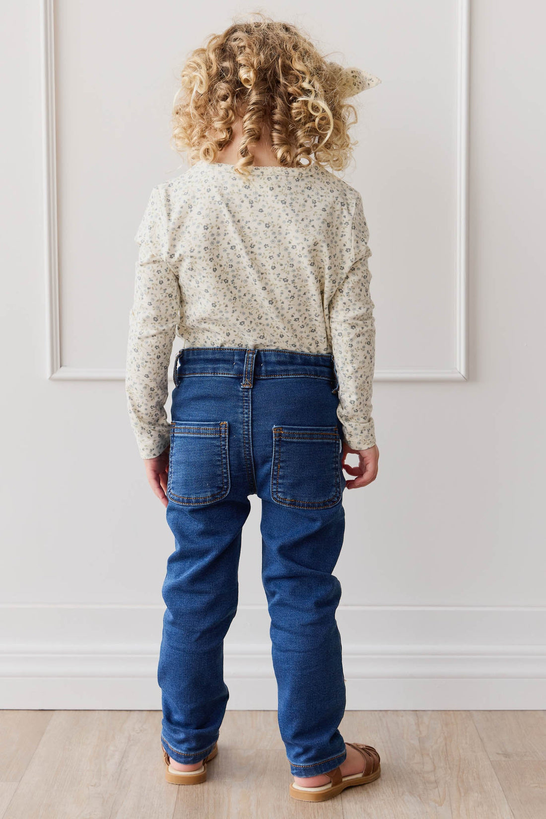 Organic Cotton Long Sleeve Top - Dainty Egret Blues Childrens Top from Jamie Kay NZ