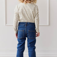 Organic Cotton Long Sleeve Top - Dainty Egret Blues Childrens Top from Jamie Kay NZ