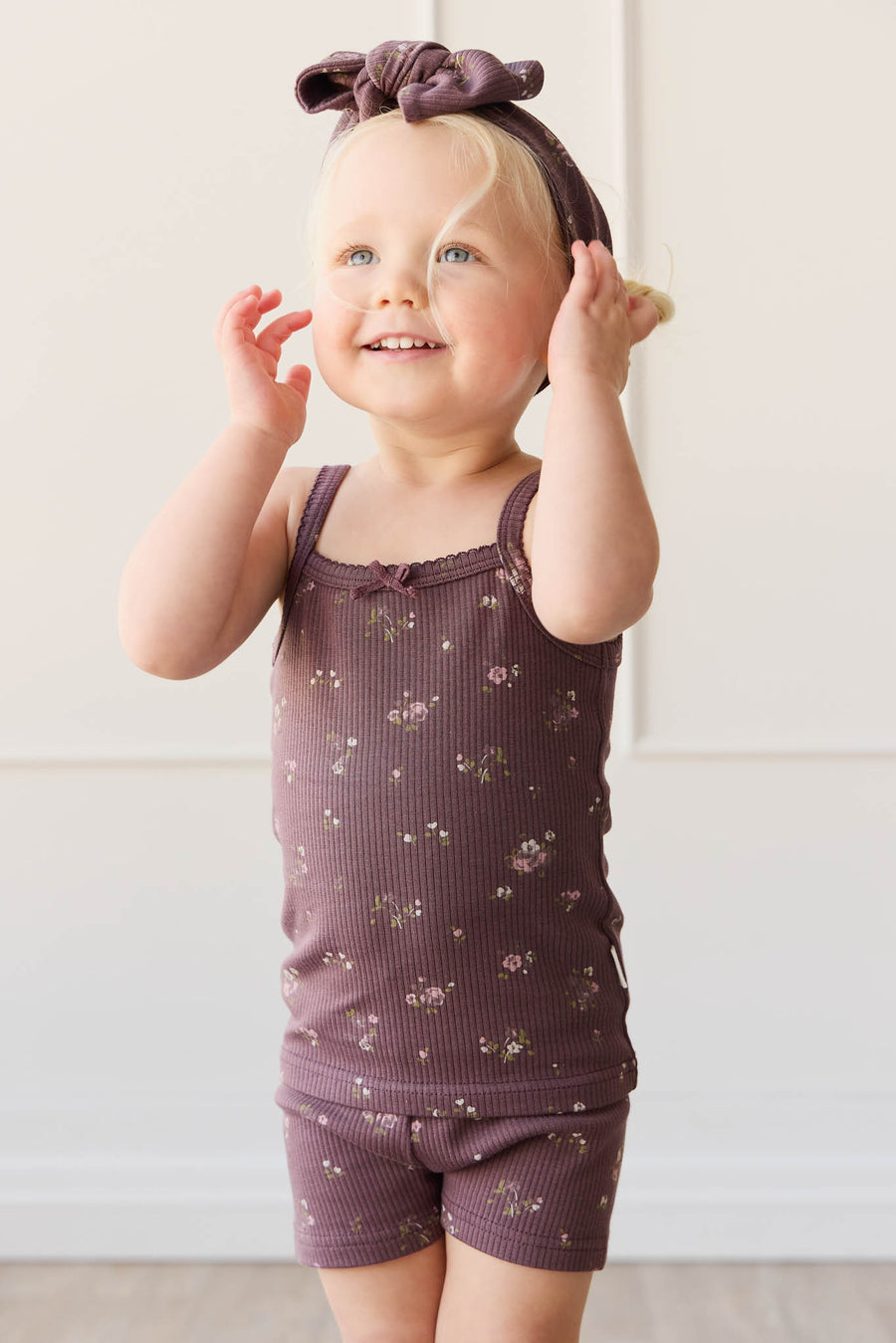 Organic Cotton Modal Singlet - Petite Fleur Childrens Singlet from Jamie Kay NZ