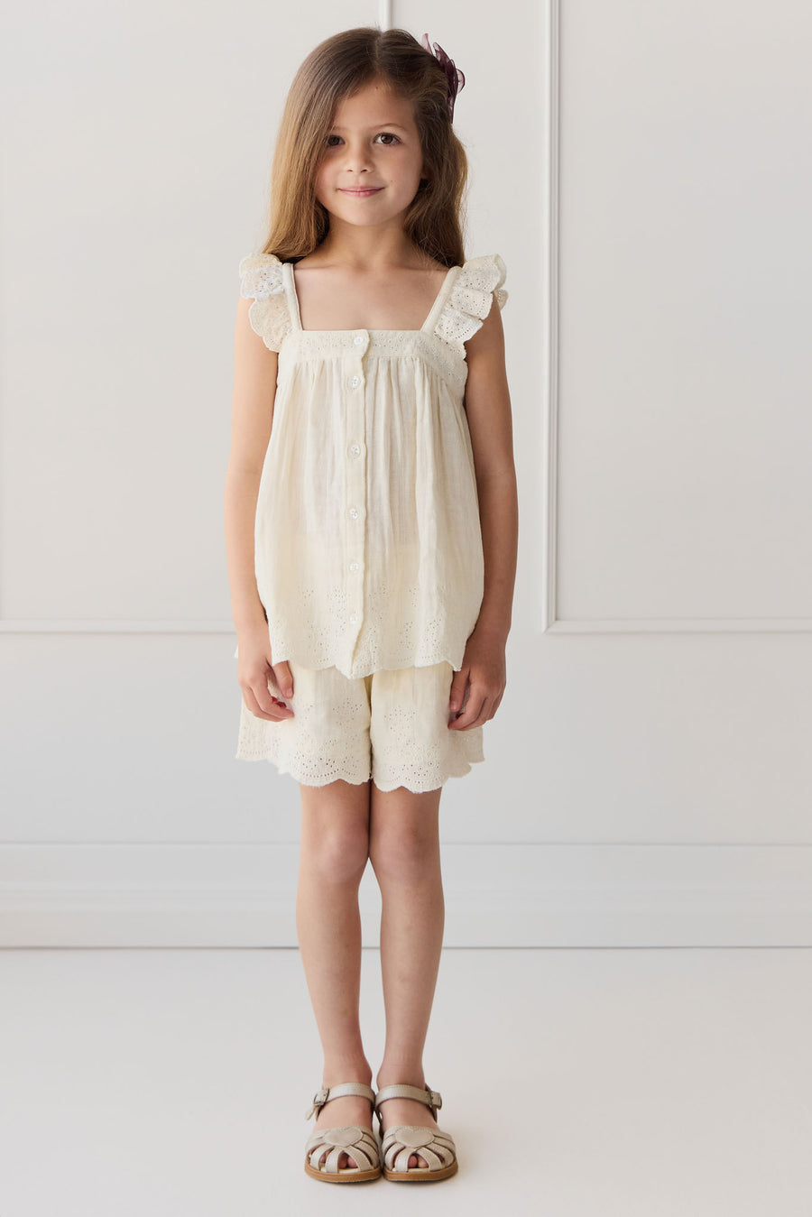 Organic Cotton Muslin Anja Top - Parchment Childrens Top from Jamie Kay NZ