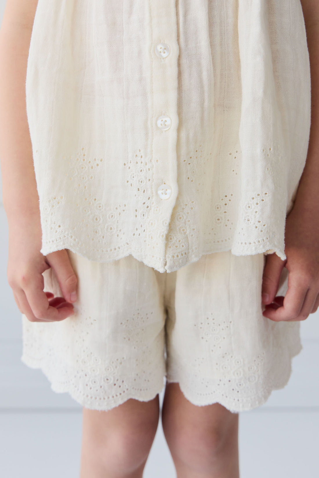 Organic Cotton Muslin Anja Short - Parchment Childrens Short from Jamie Kay NZ