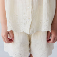 Organic Cotton Muslin Anja Short - Parchment Childrens Short from Jamie Kay NZ