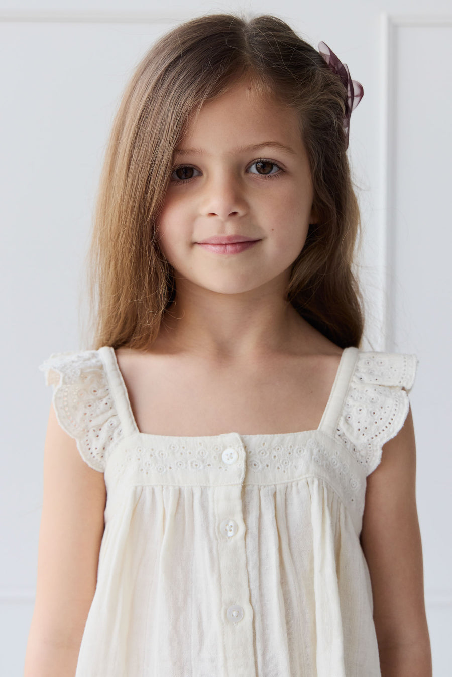 Organic Cotton Muslin Anja Top - Parchment Childrens Top from Jamie Kay NZ