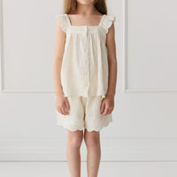 Organic Cotton Muslin Anja Short - Parchment Childrens Short from Jamie Kay NZ