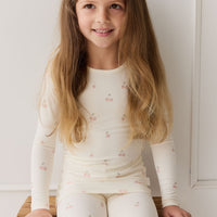 Bamboo Farley Long Sleeve Pyjama Set - Cherry Love Parchment Childrens Pyjama from Jamie Kay NZ