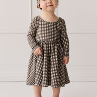 Organic Cotton Tallulah Dress - Mini Gingham Bistre Childrens Dress from Jamie Kay NZ