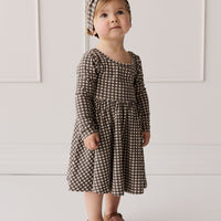 Organic Cotton Tallulah Dress - Mini Gingham Bistre Childrens Dress from Jamie Kay NZ