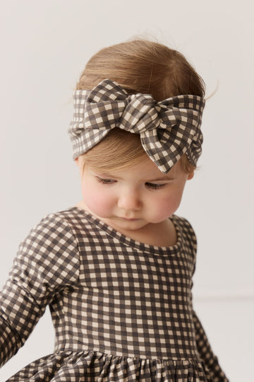 Organic Cotton Headband - Mini Gingham Bistre Childrens Headband from Jamie Kay NZ