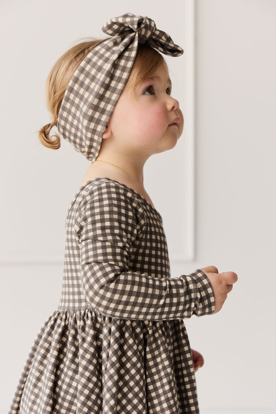 Organic Cotton Tallulah Dress - Mini Gingham Bistre Childrens Dress from Jamie Kay NZ