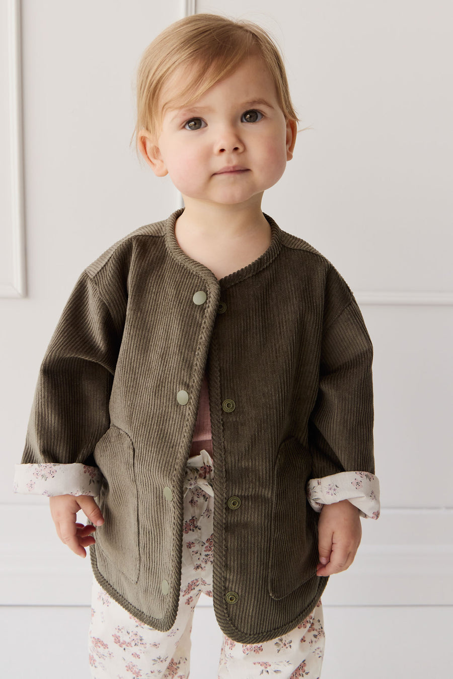 Esther Corduroy Jacket - Khaki/Selena Blush Childrens Jacket from Jamie Kay NZ