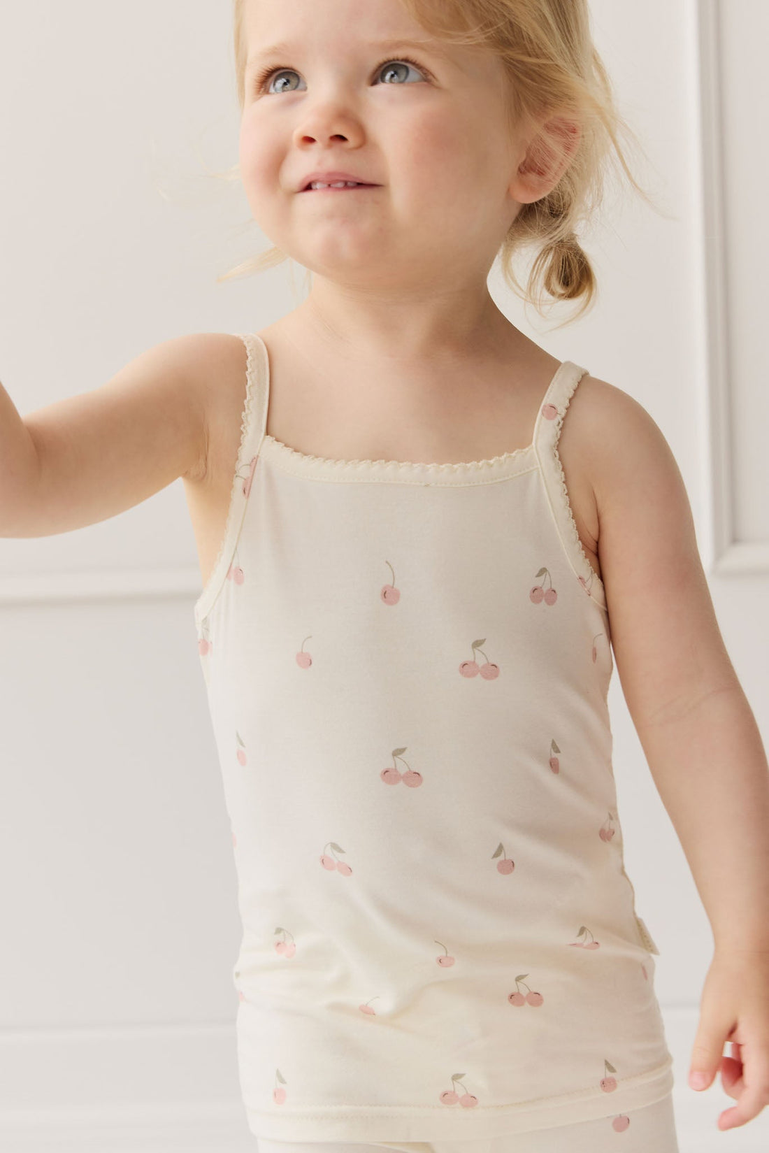 Bamboo Farley Singlet Pyjama Set - Cherry Love Parchment Childrens Pyjama from Jamie Kay NZ