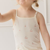 Bamboo Farley Singlet Pyjama Set - Cherry Love Parchment Childrens Pyjama from Jamie Kay NZ