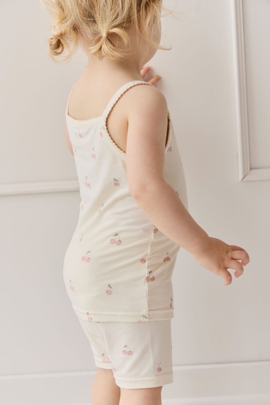 Bamboo Farley Singlet Pyjama Set - Cherry Love Parchment Childrens Pyjama from Jamie Kay NZ