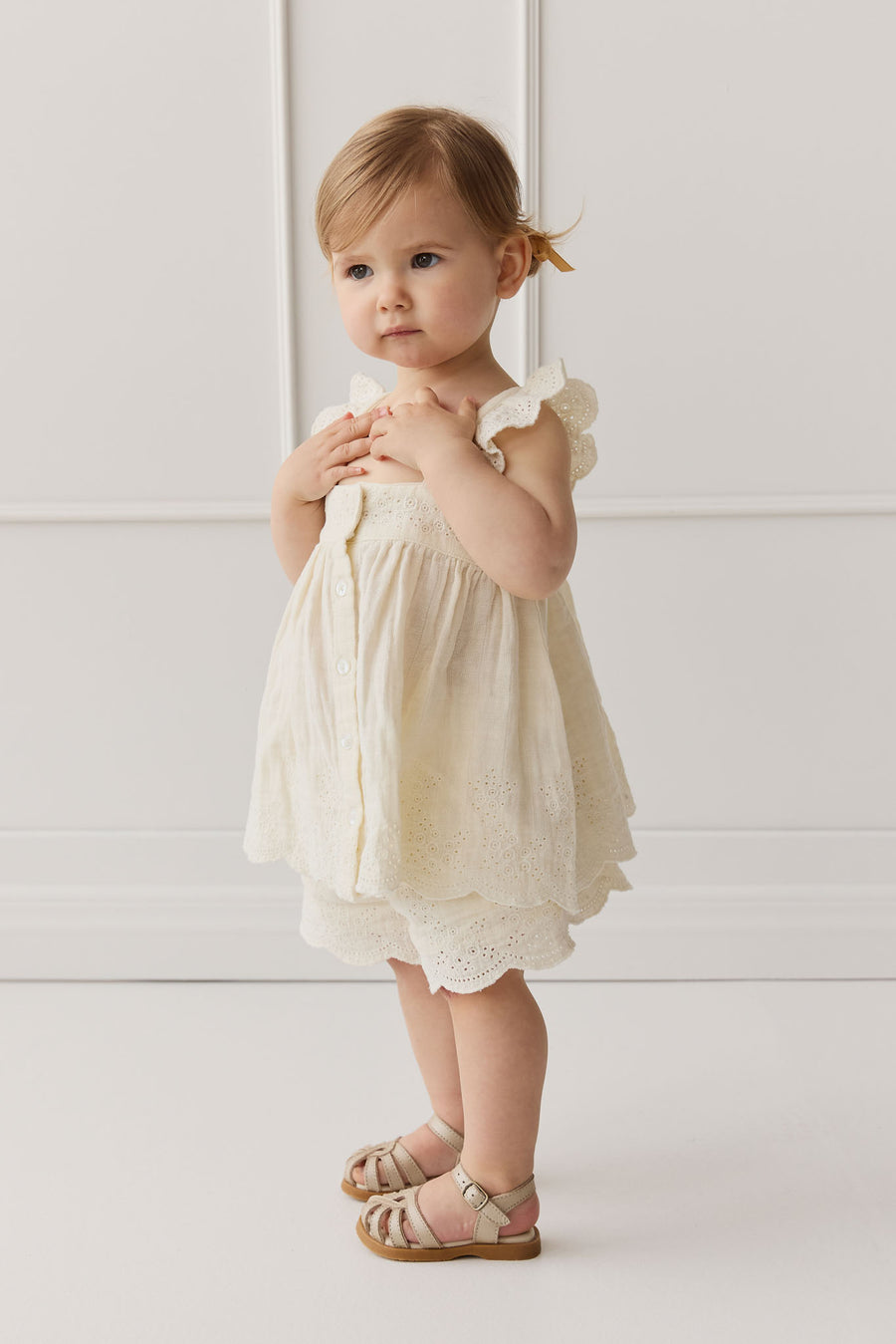 Organic Cotton Muslin Anja Short - Parchment Childrens Short from Jamie Kay NZ