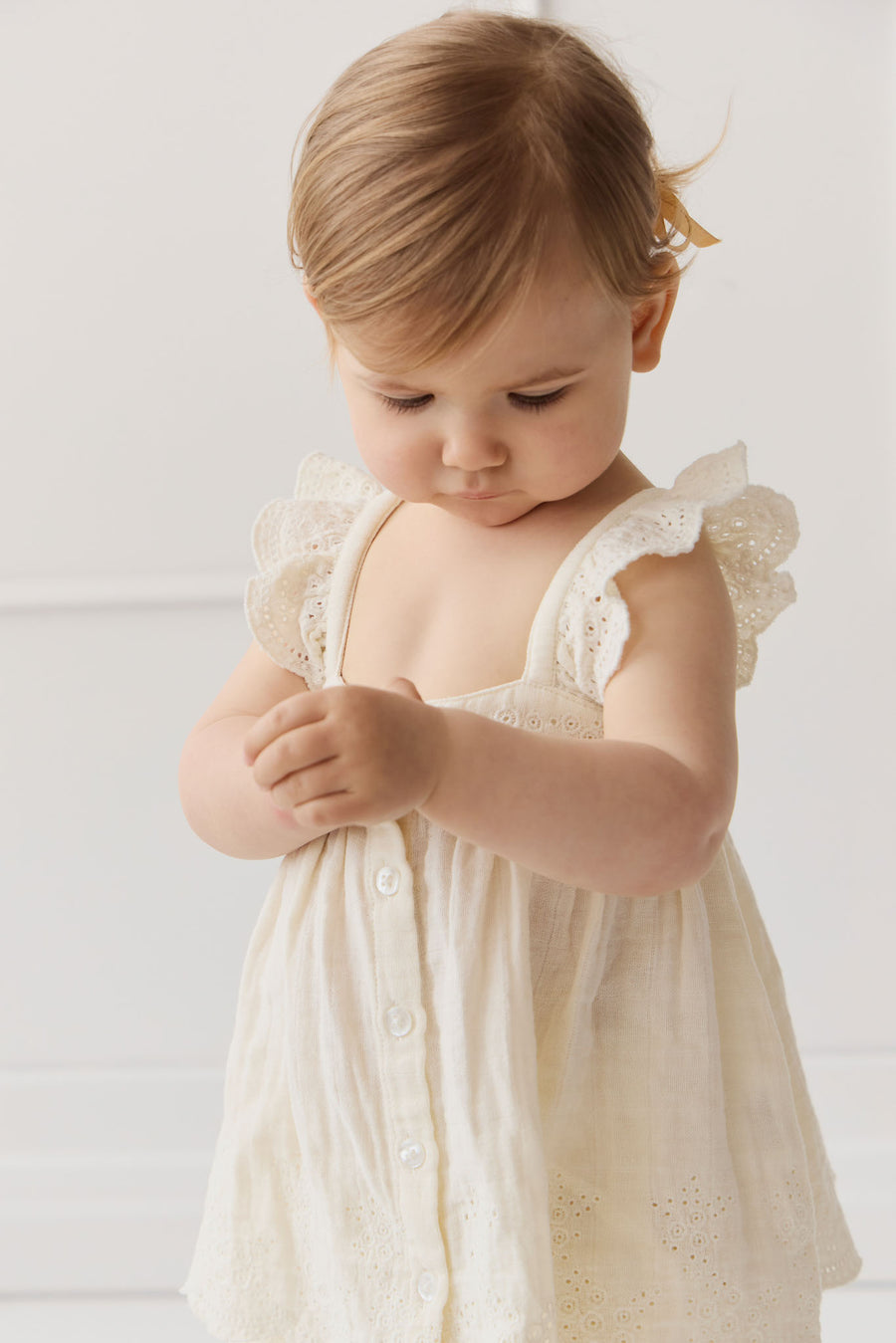 Organic Cotton Muslin Anja Top - Parchment Childrens Top from Jamie Kay NZ