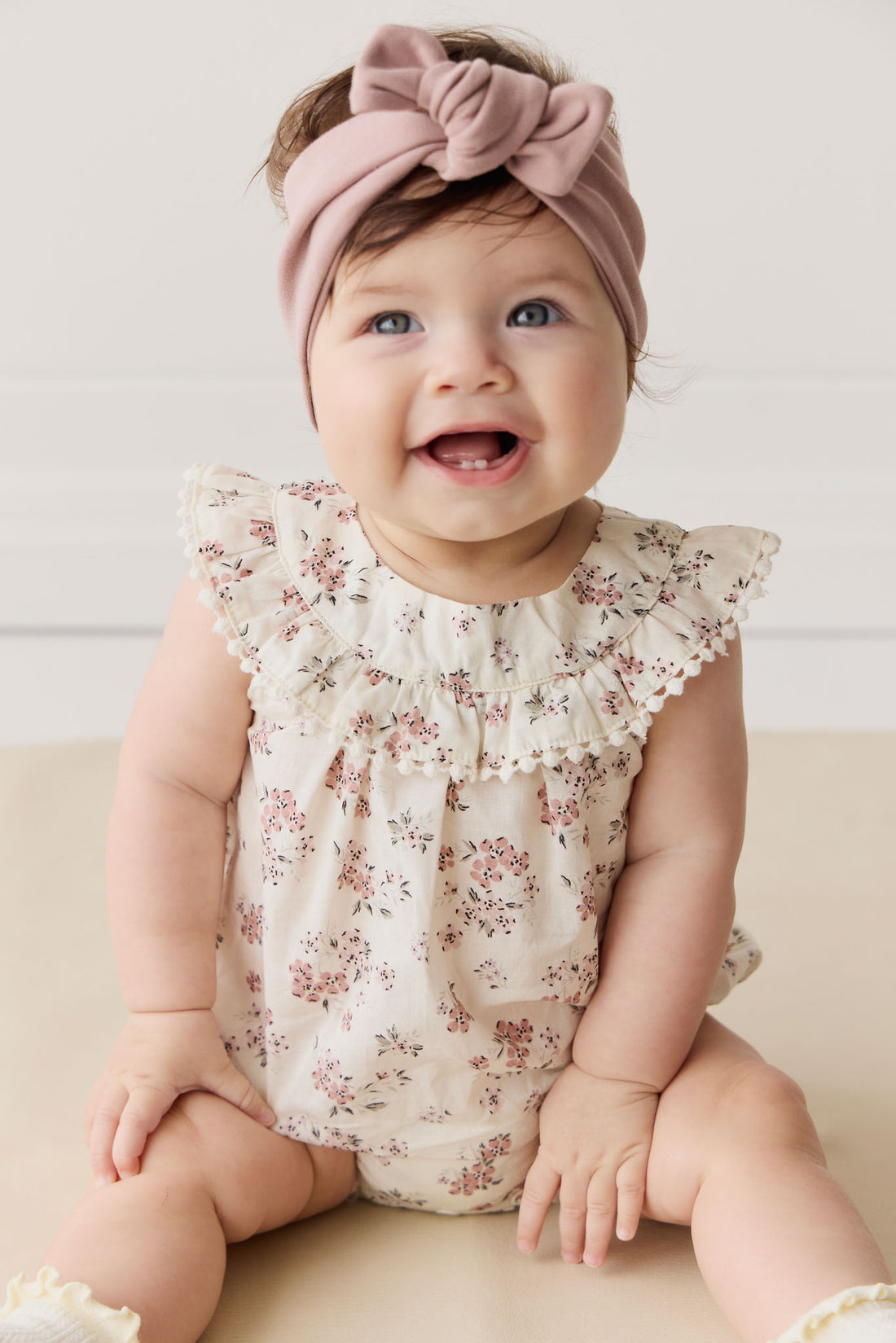 Organic Cotton Annabella Romper - Selena Blush Childrens Bodysuit from Jamie Kay NZ