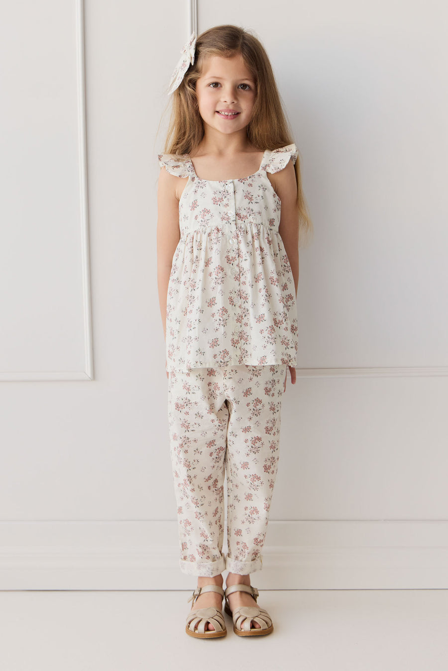 Organic Cotton Elodie Pant - Selena Blush Childrens Pant from Jamie Kay NZ