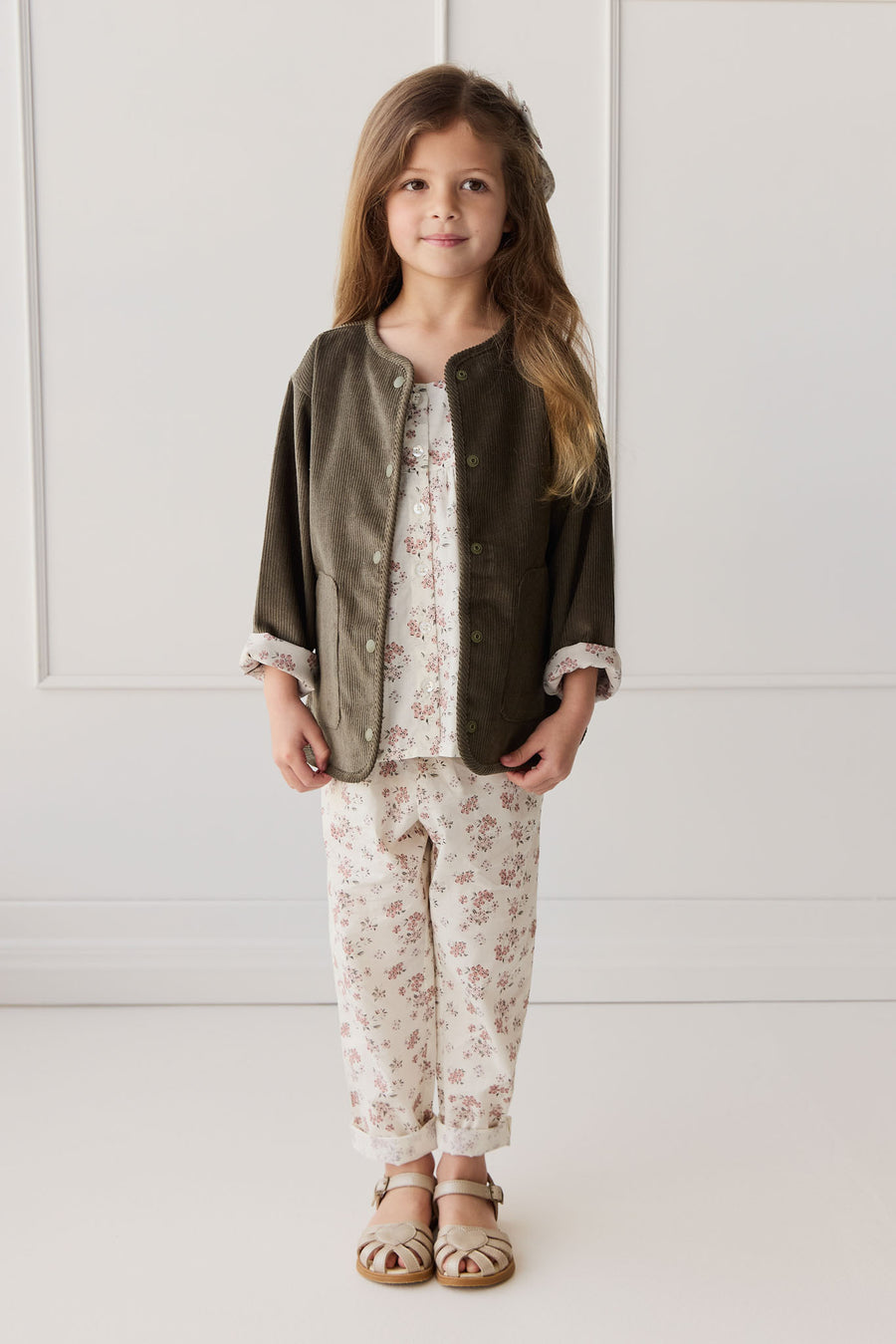 Organic Cotton Elodie Pant - Selena Blush Childrens Pant from Jamie Kay NZ