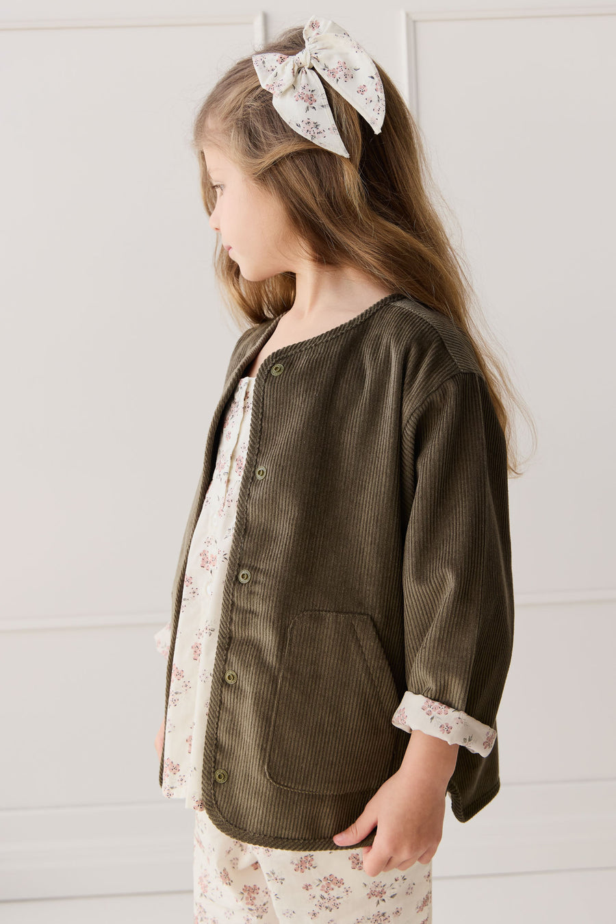 Esther Corduroy Jacket - Khaki/Selena Blush Childrens Jacket from Jamie Kay NZ