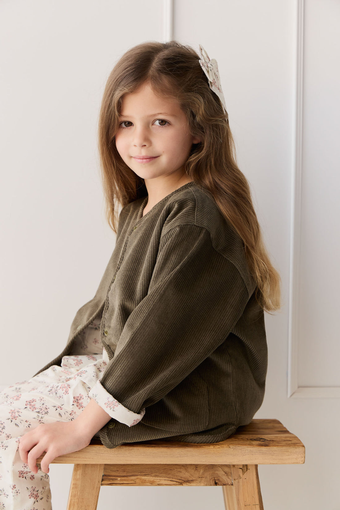 Esther Corduroy Jacket - Khaki/Selena Blush Childrens Jacket from Jamie Kay NZ