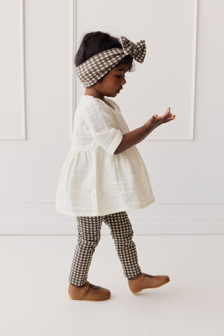 Organic Cotton Everyday Legging - Mini Gingham Bistre Childrens Legging from Jamie Kay NZ