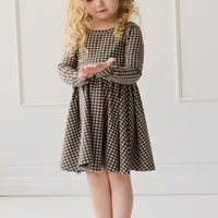 Organic Cotton Tallulah Dress - Mini Gingham Bistre Childrens Dress from Jamie Kay NZ