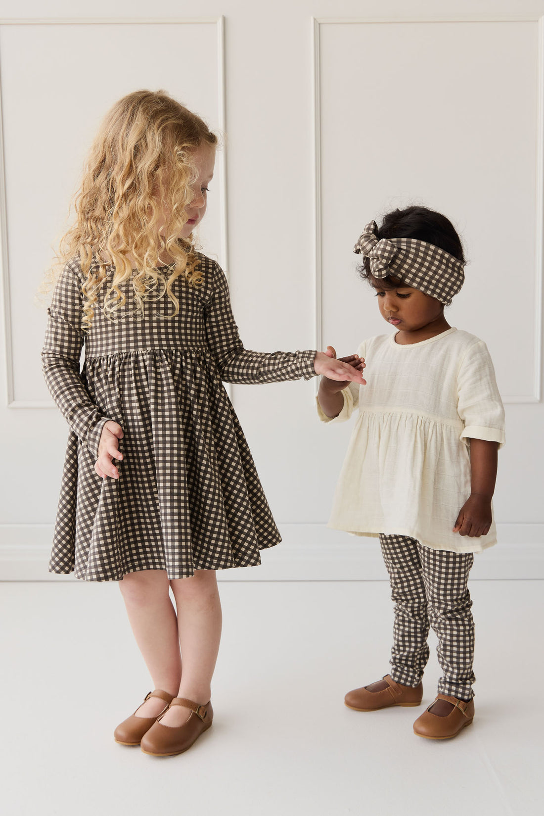 Organic Cotton Everyday Legging - Mini Gingham Bistre Childrens Legging from Jamie Kay NZ