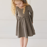 Organic Cotton Tallulah Dress - Mini Gingham Bistre Childrens Dress from Jamie Kay NZ