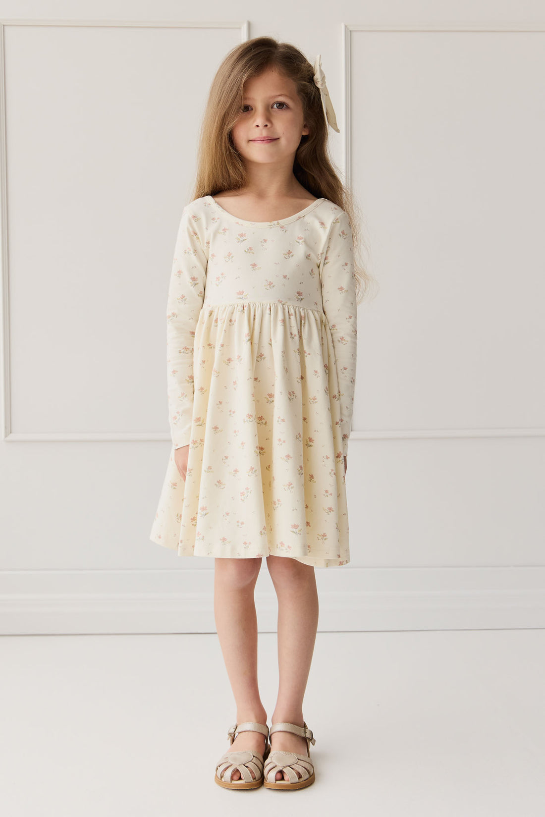 Organic Cotton Tallulah Dress - Emilia Egret Childrens Dress from Jamie Kay NZ