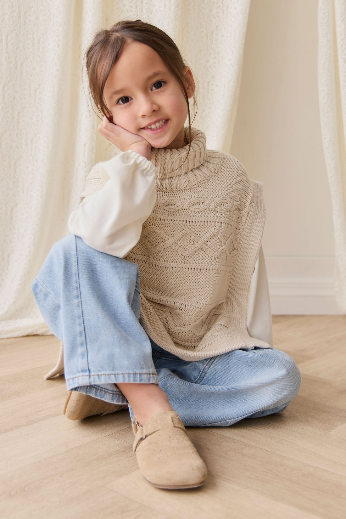 Bianca Poncho - Vanilla Childrens Jumper from Jamie Kay NZ