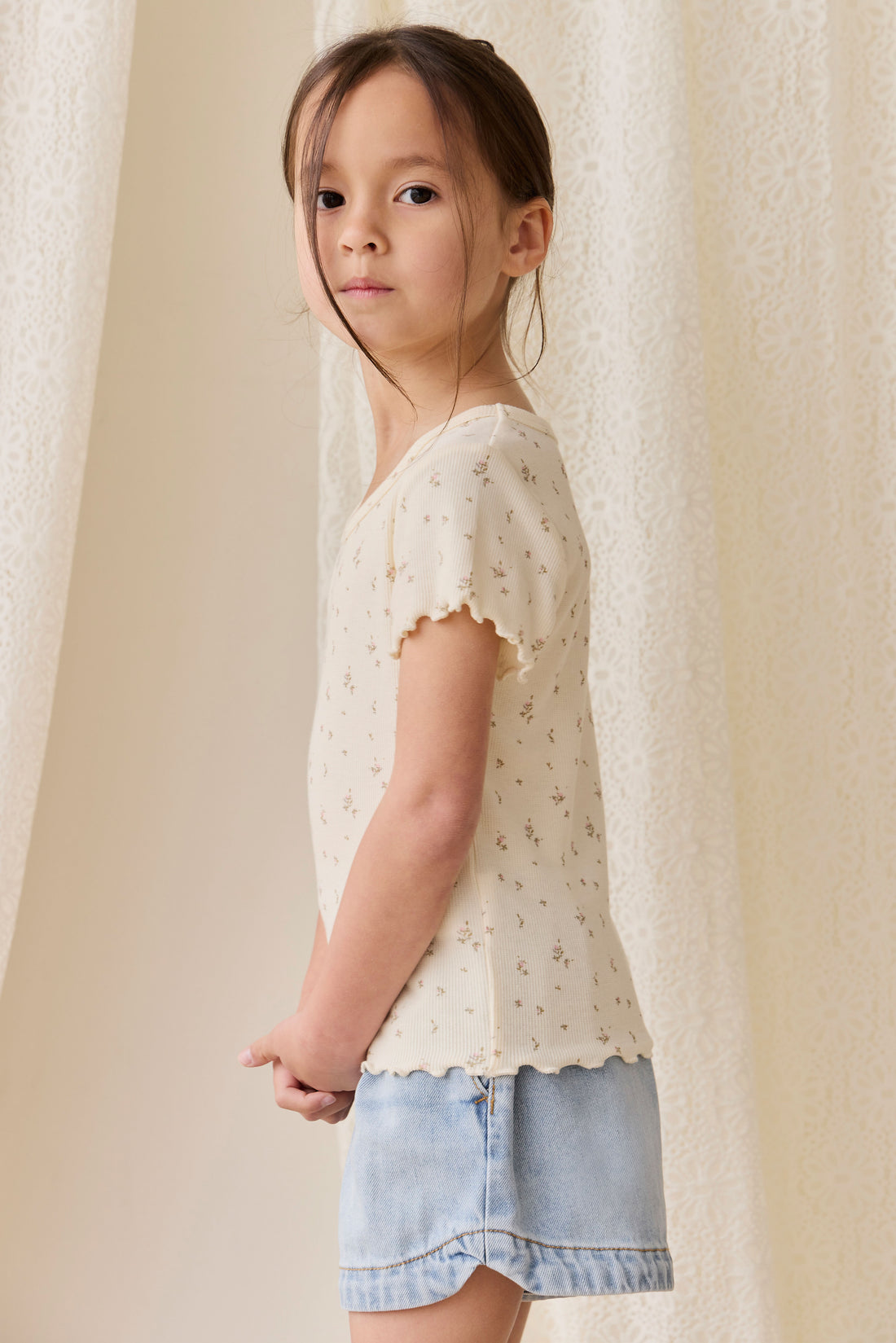 Organic Cotton Fine Rib Ines Top - Dina Antique Childrens Top from Jamie Kay NZ