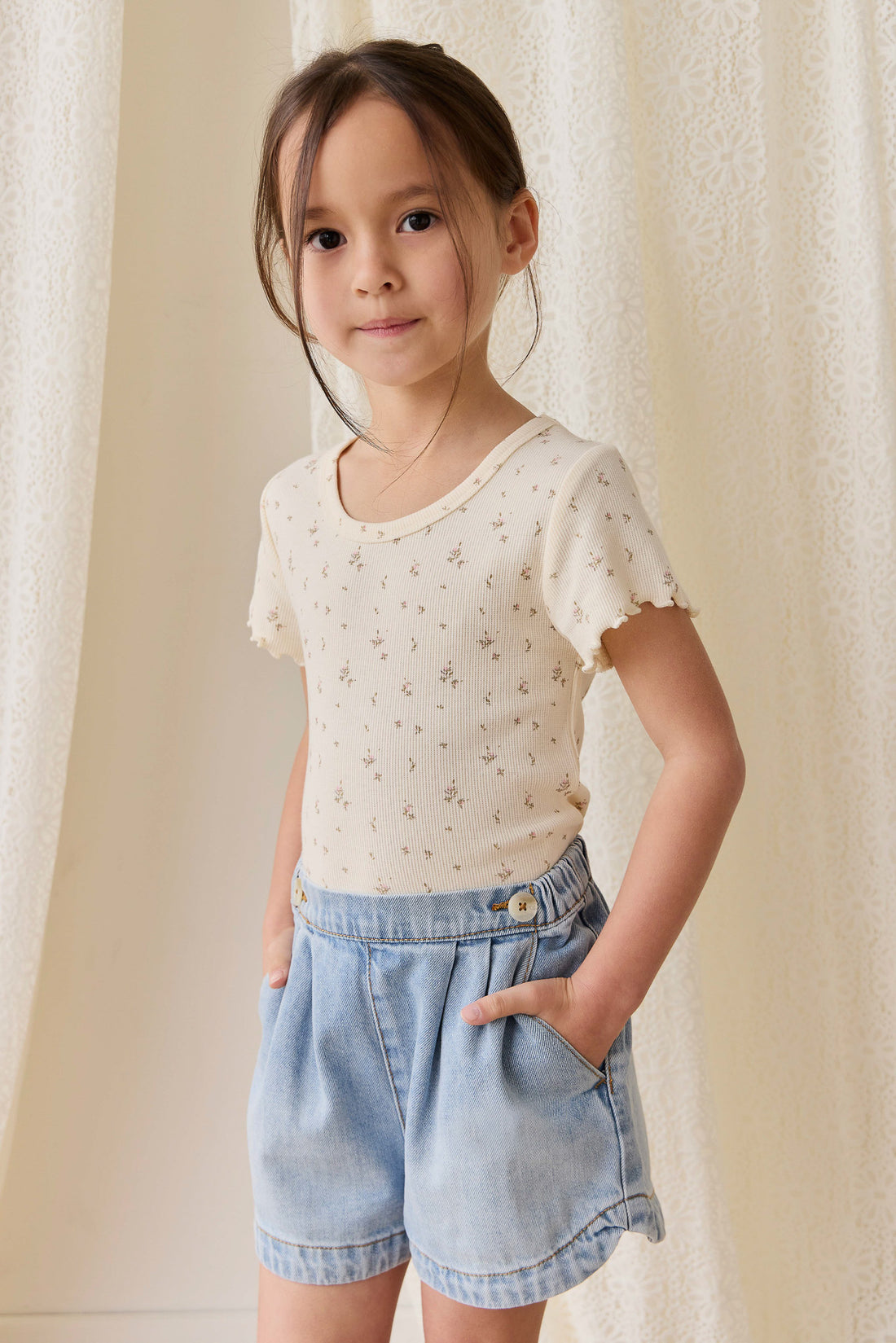 Organic Cotton Fine Rib Ines Top - Dina Antique Childrens Top from Jamie Kay NZ