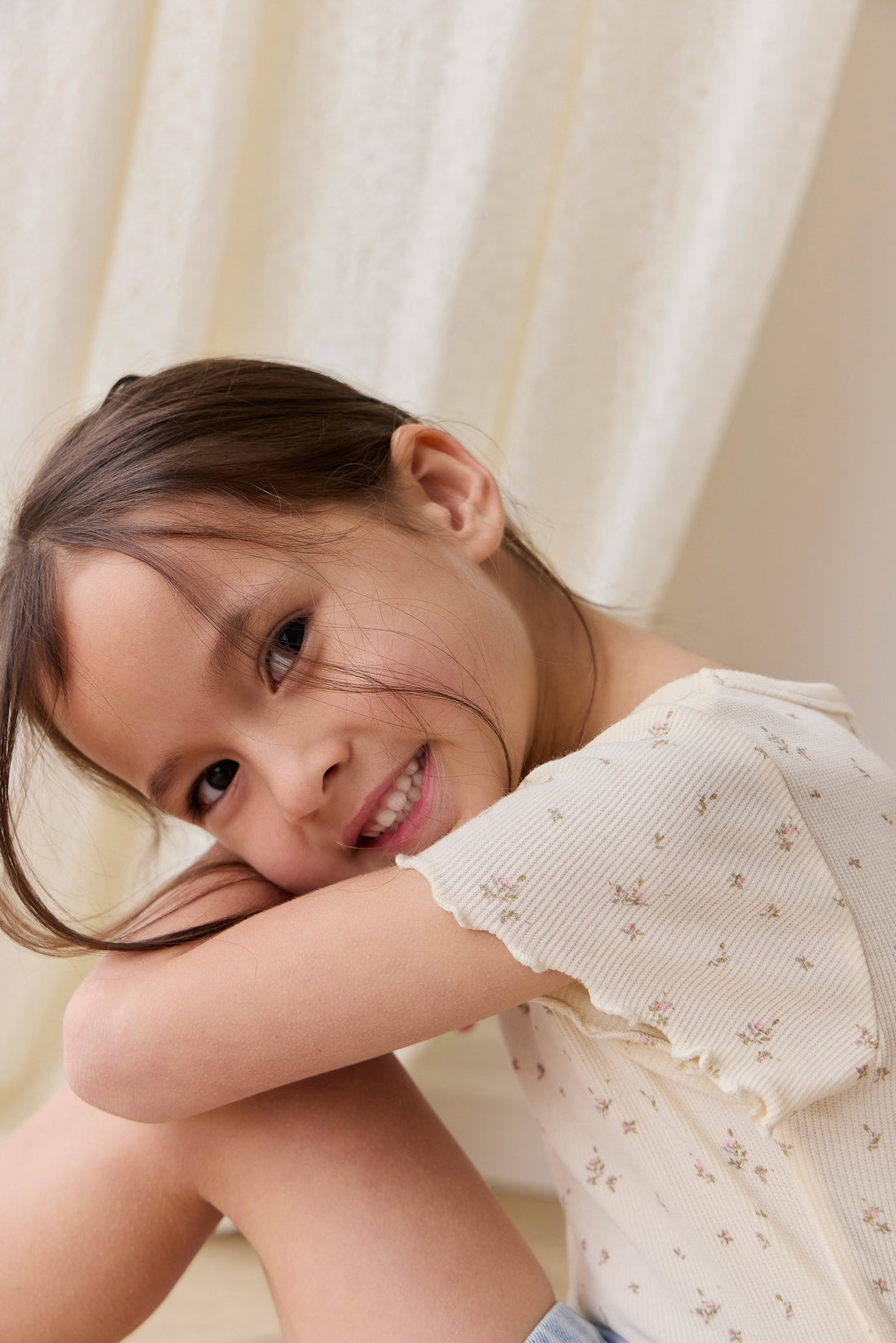 Organic Cotton Fine Rib Ines Top - Dina Antique Childrens Top from Jamie Kay NZ