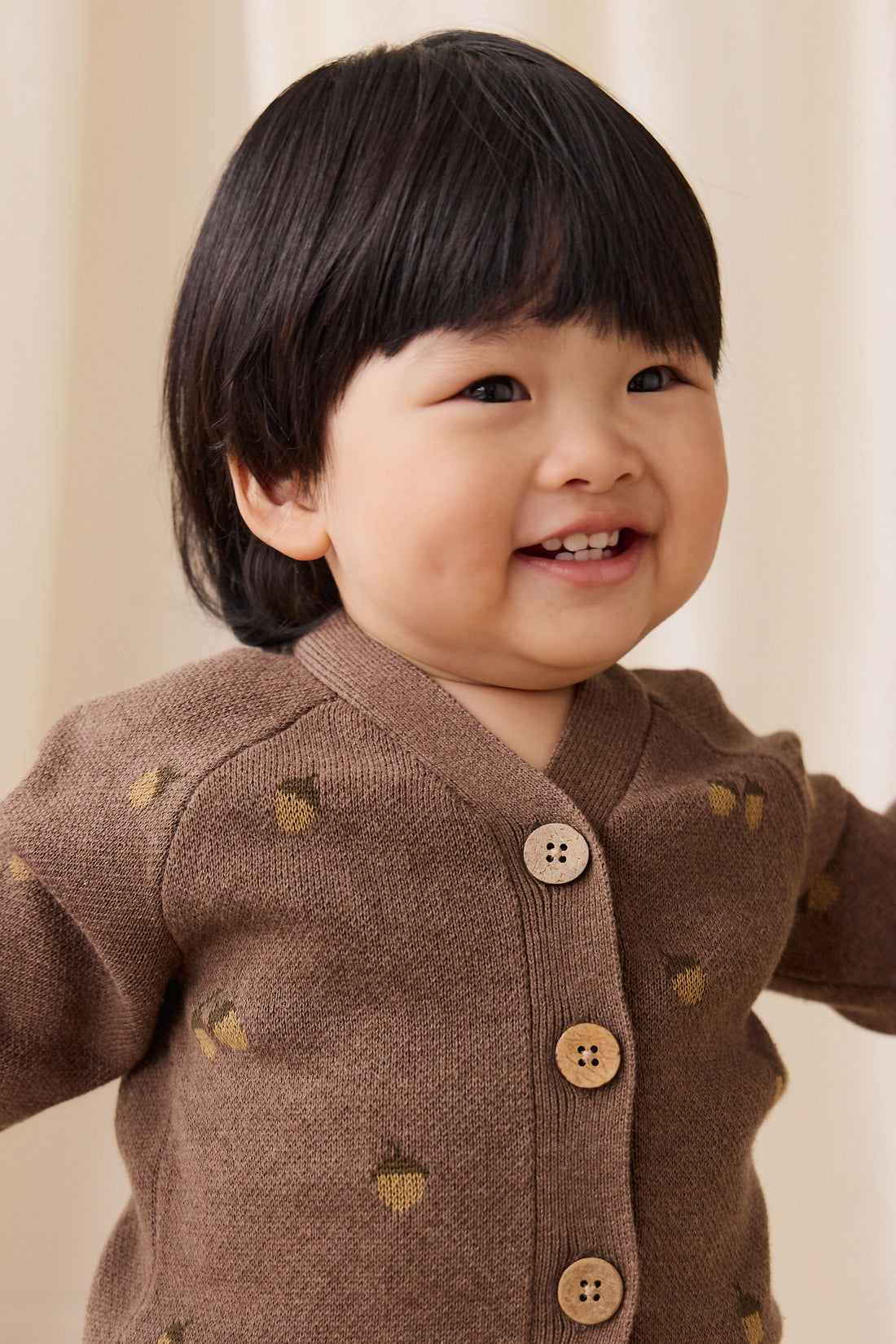 Easton Cardigan - Forest Acorns Toasted Marle Childrens Cardigan from Jamie Kay NZ