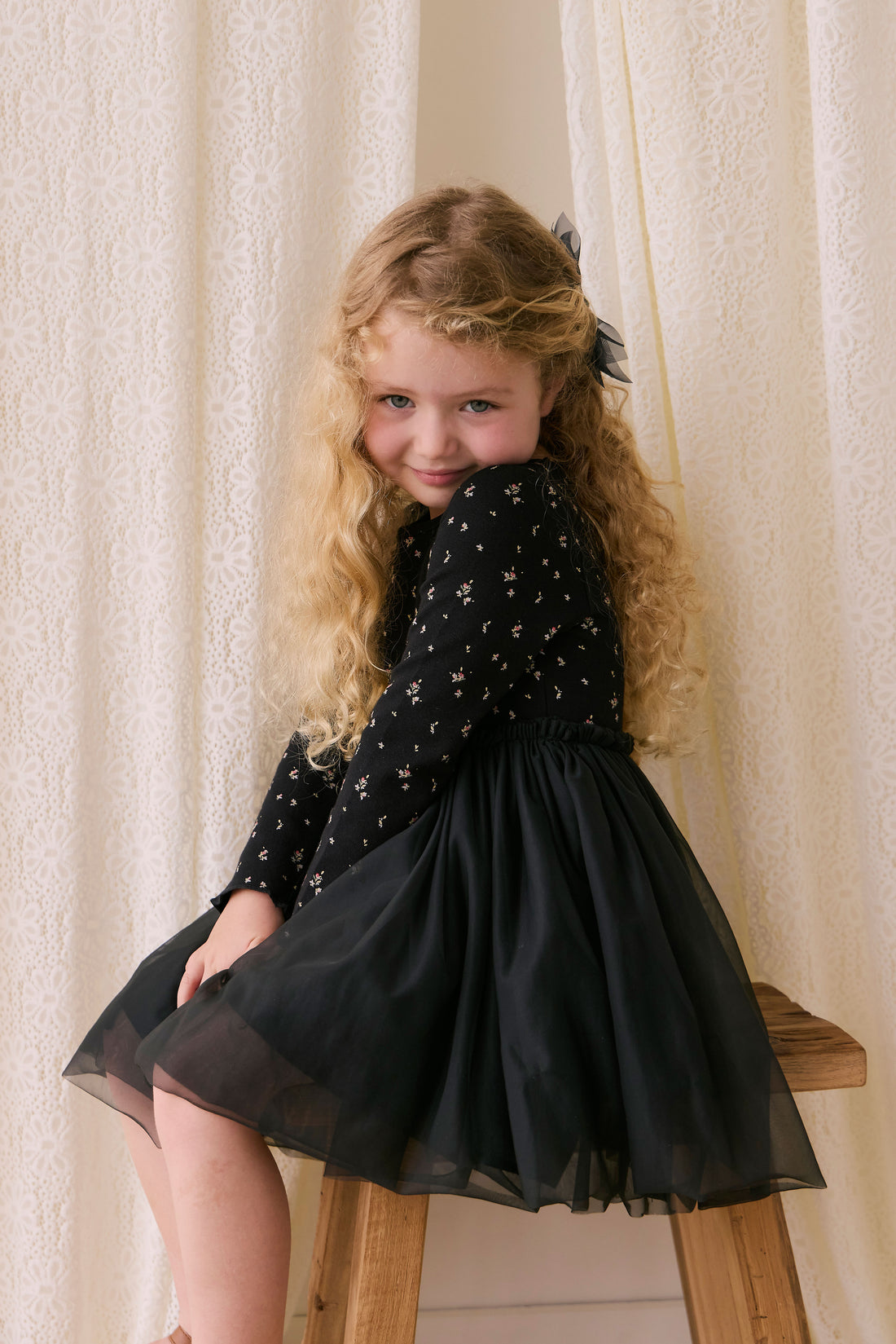Anna Tulle Dress - Dina Ebony Childrens Dress from Jamie Kay NZ